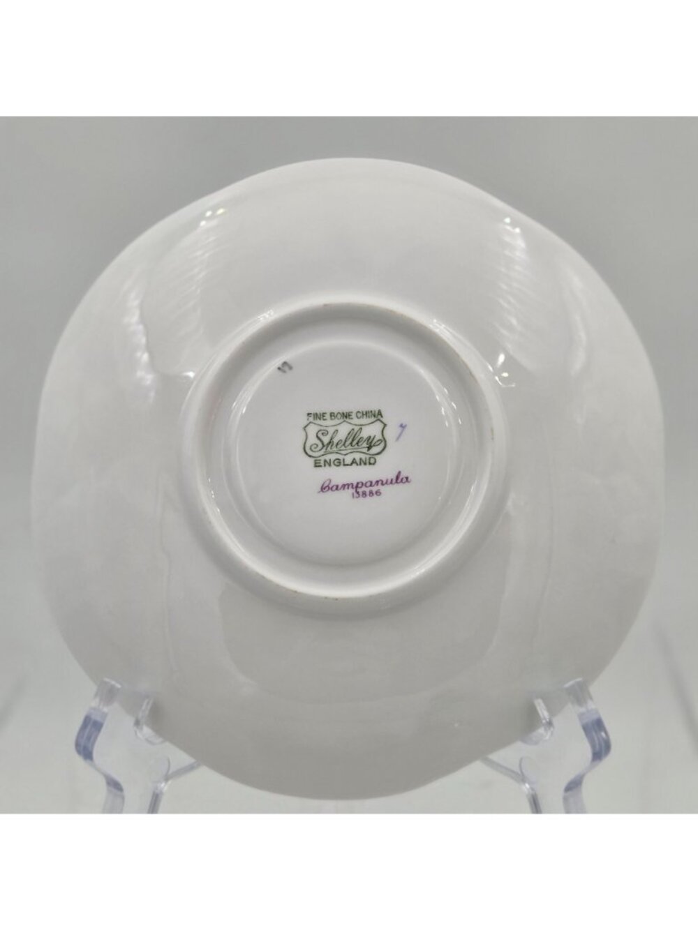Shelley Campanula Dainty Flat Cup and Saucer Set Purple Flowers Bone China - Picture 3 of 12